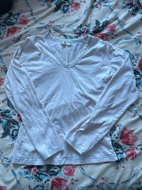 Cherokee Light Pink V-Neck Long Sleeve Tee with Light Blue Stitching